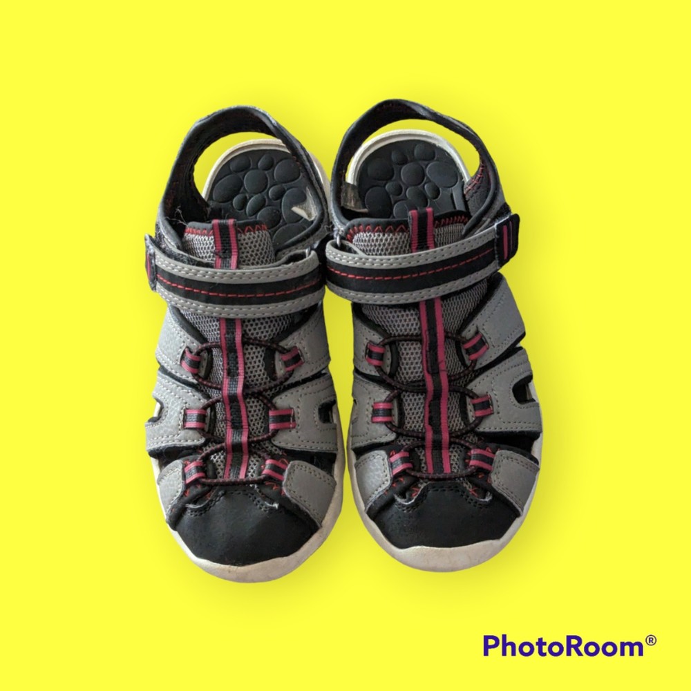 Wonder Nation Boys Closed Toe Sandals Gray Black Red Sz 1 Washable Non Marking